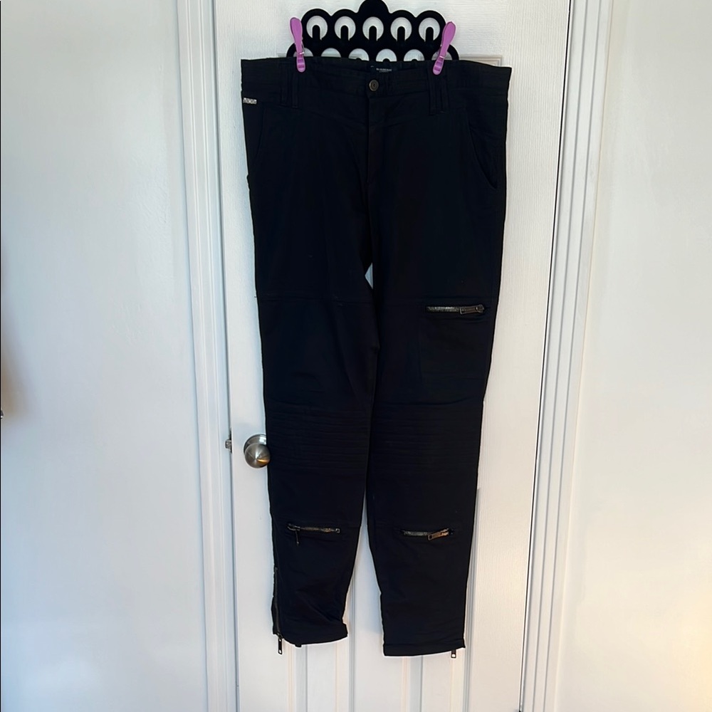 BURBERRY Black Moto Style Pants